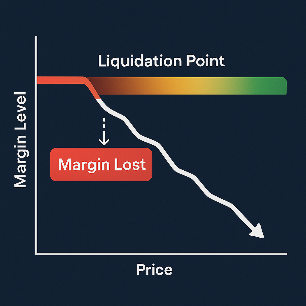 Graphic showing margin decreasing and hitting liquidation point