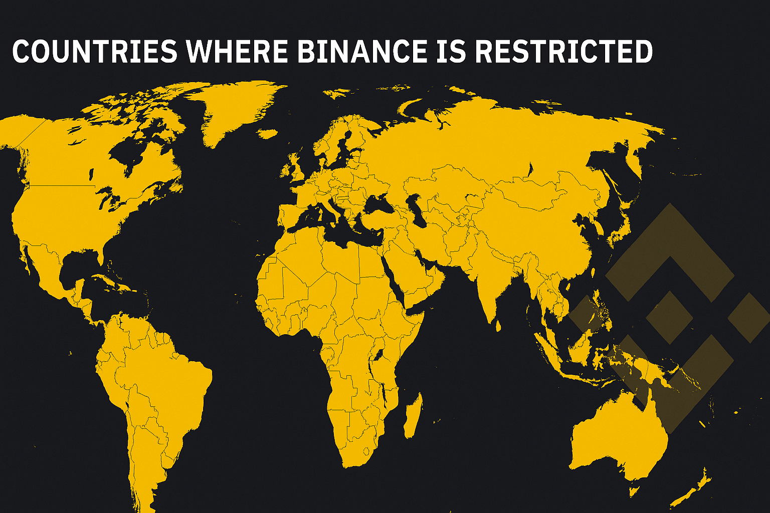 World map showing Binance restricted countries
