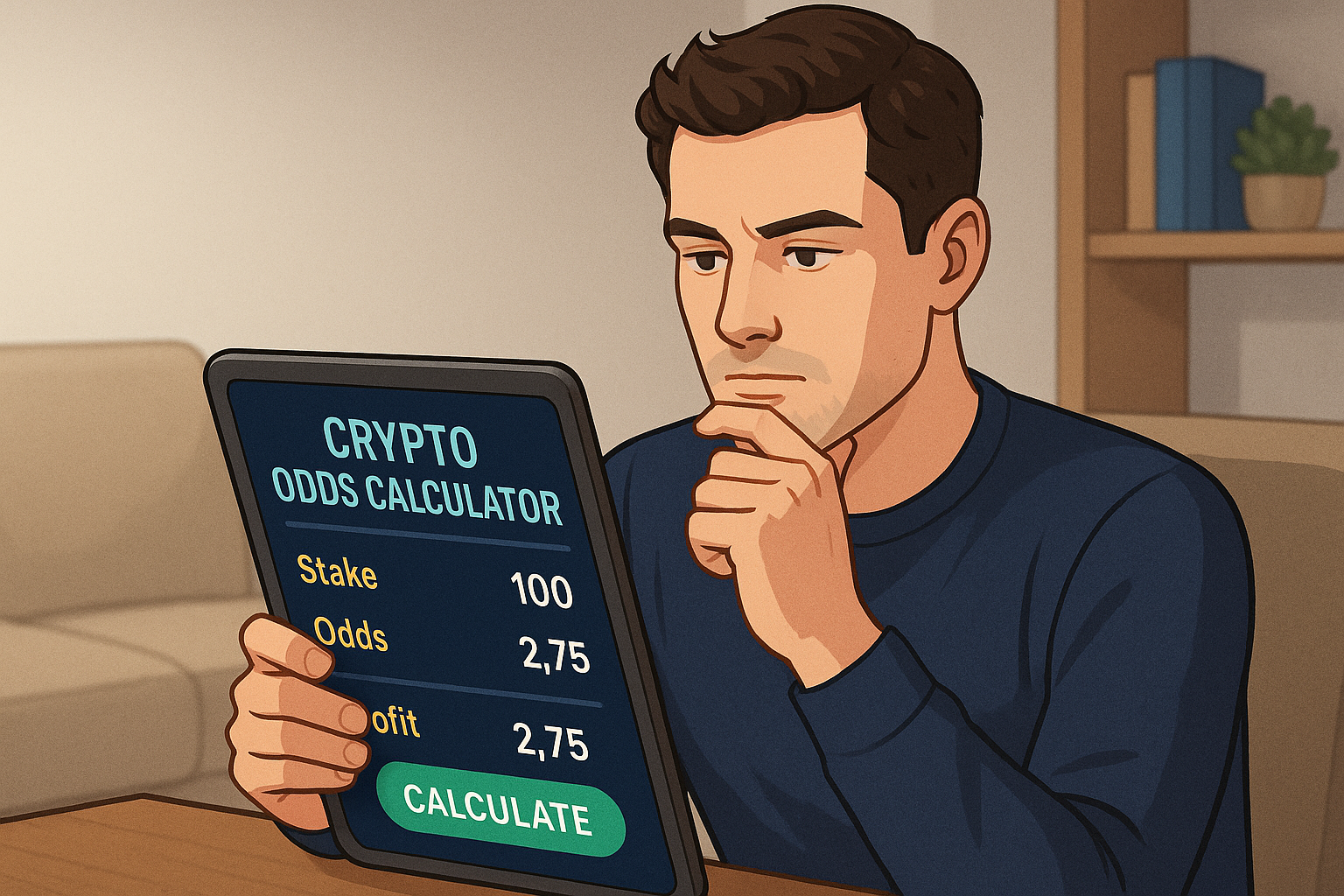 Crypto stake and odds calculator interface showing potential bet payout